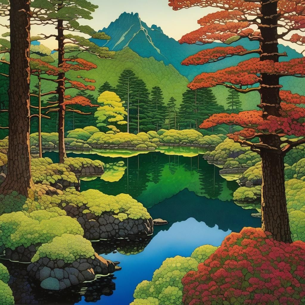 Alcohol Ink Art in Japanese Print Style