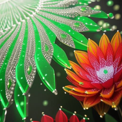 Vibrant Beadwork and Fractals in Cyberpunk Digital Art