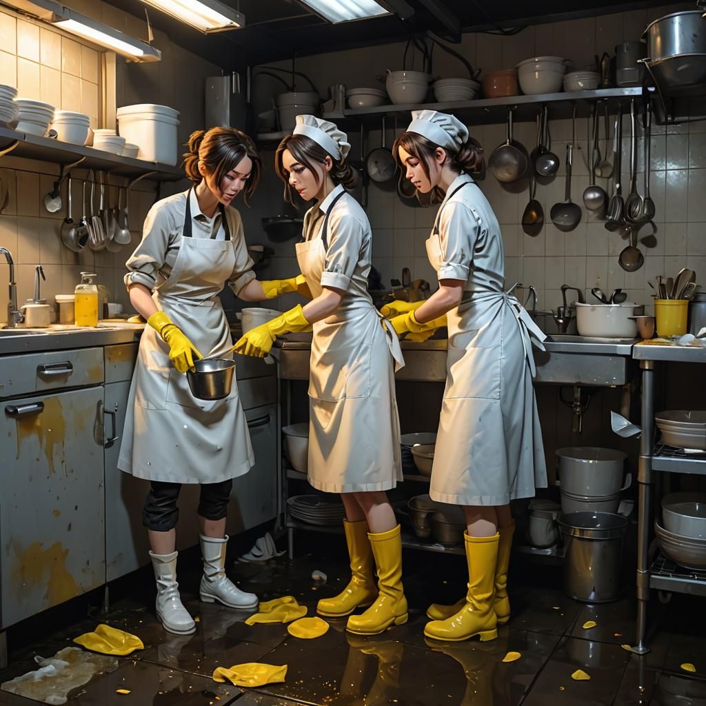 Washing Dishes: 3D Anime Art Inspired by WLOP