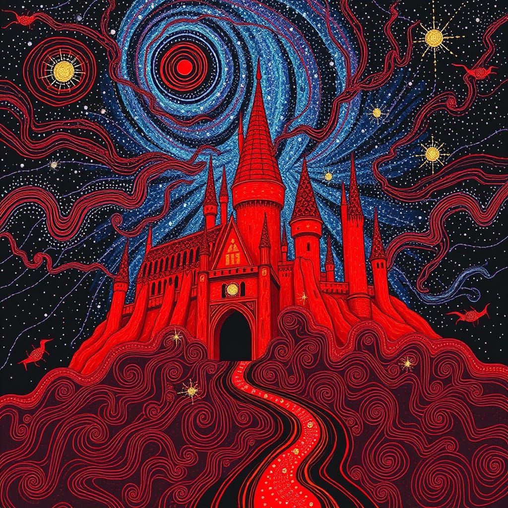 Cosmic Aboriginal Goddess Emerges from Hogwarts in Vibrant D...