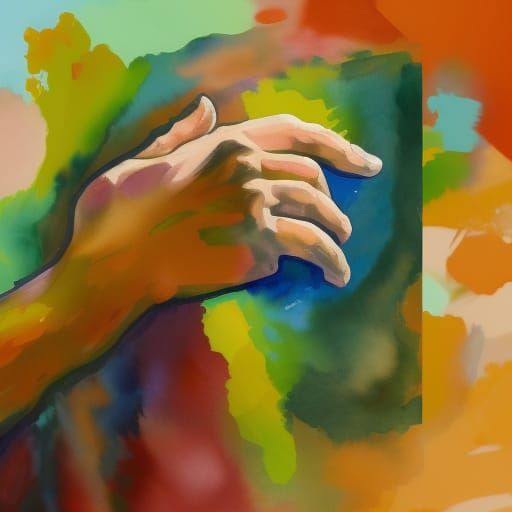 Hands in Gouache Style, Impressionist Masterpiece
