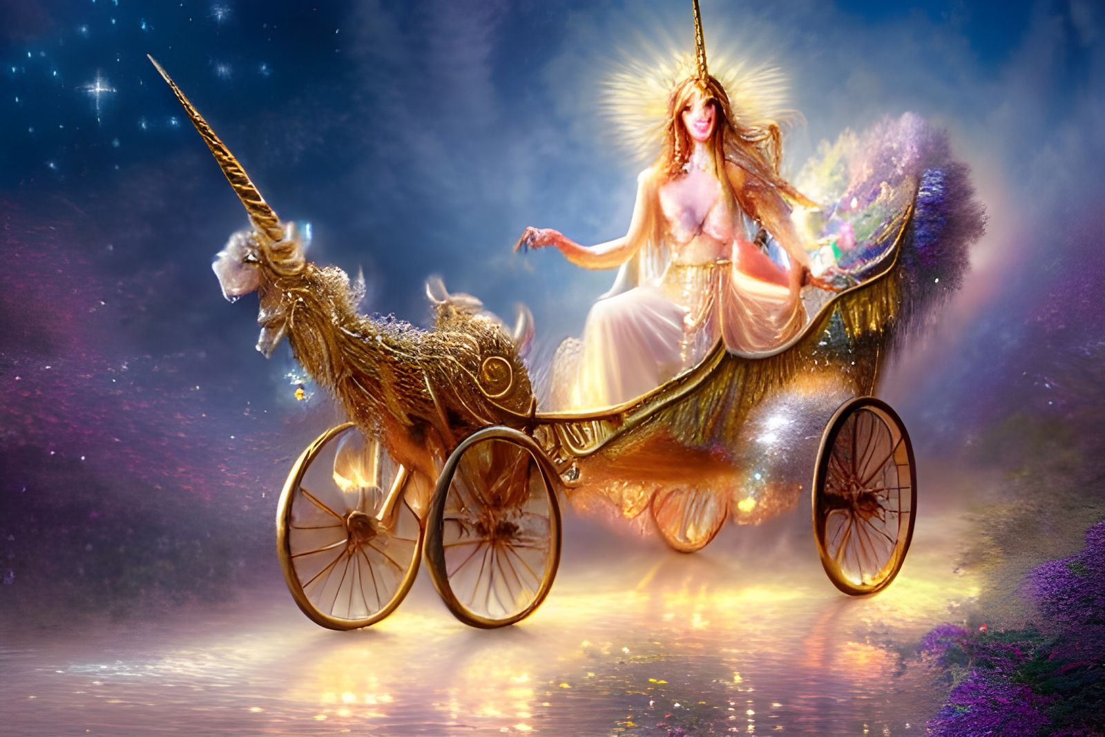 Celestial Dreams Goddess in Crystalline Chariot
