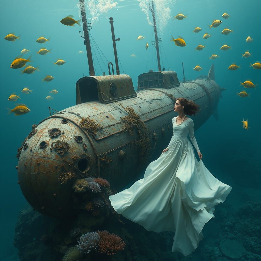 Elegant Mermaid in Dreamy Underwater Scene