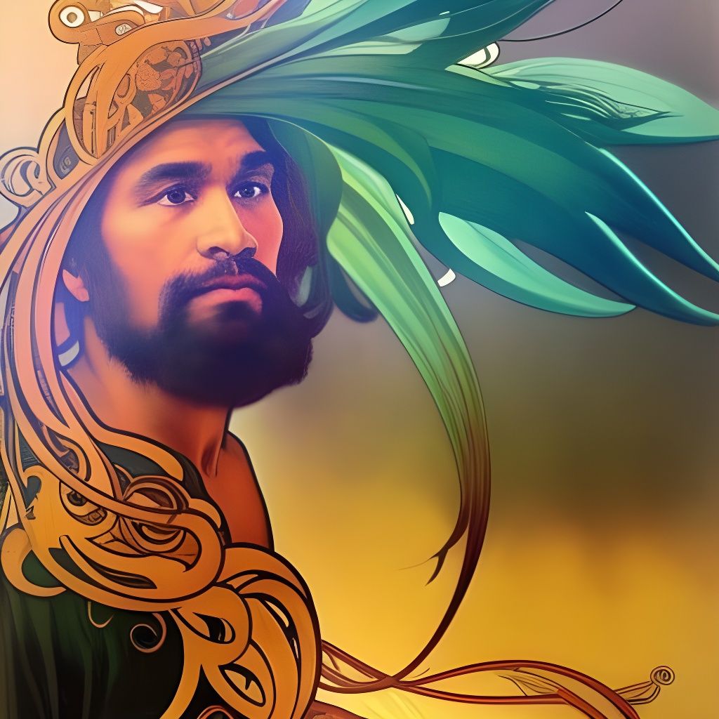 Polynesian Man in Art Nouveau Style Poster