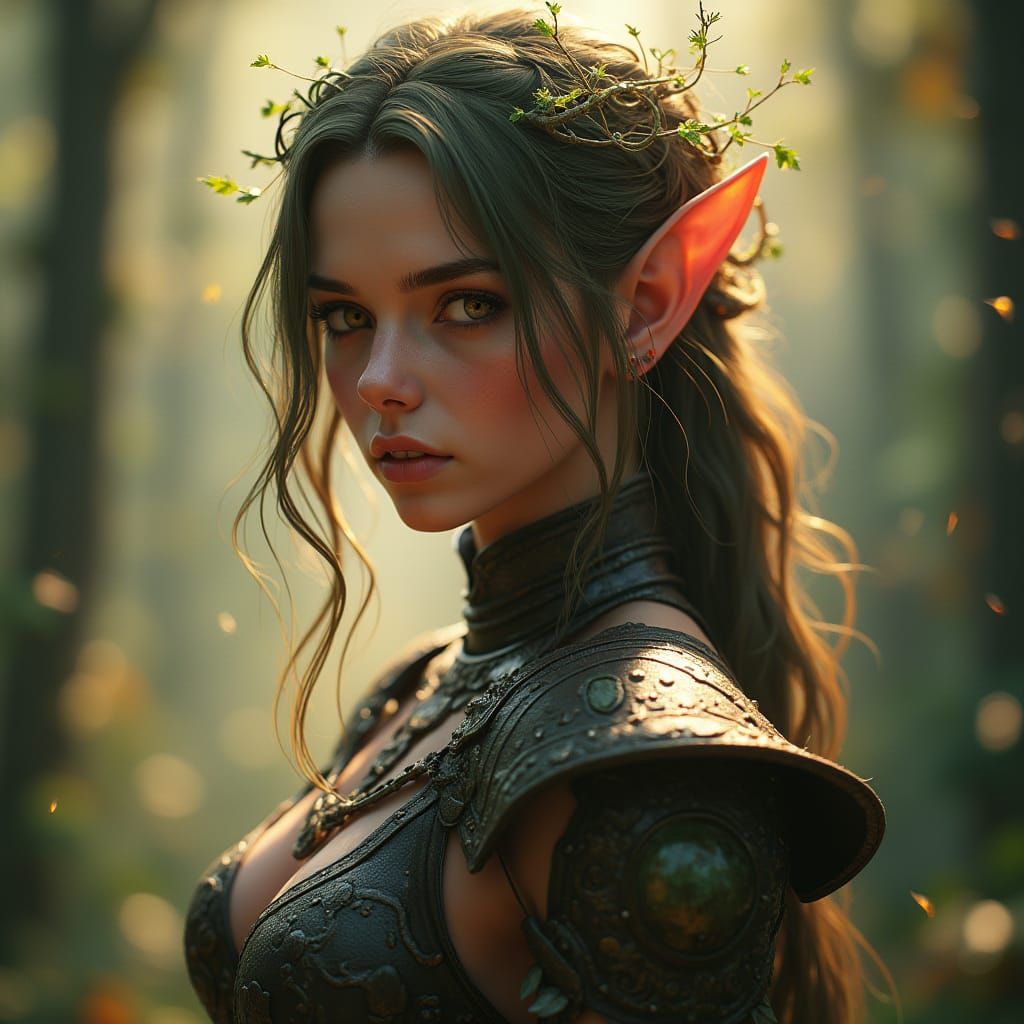 Forest Elf Portrait in Mystical Realism Style