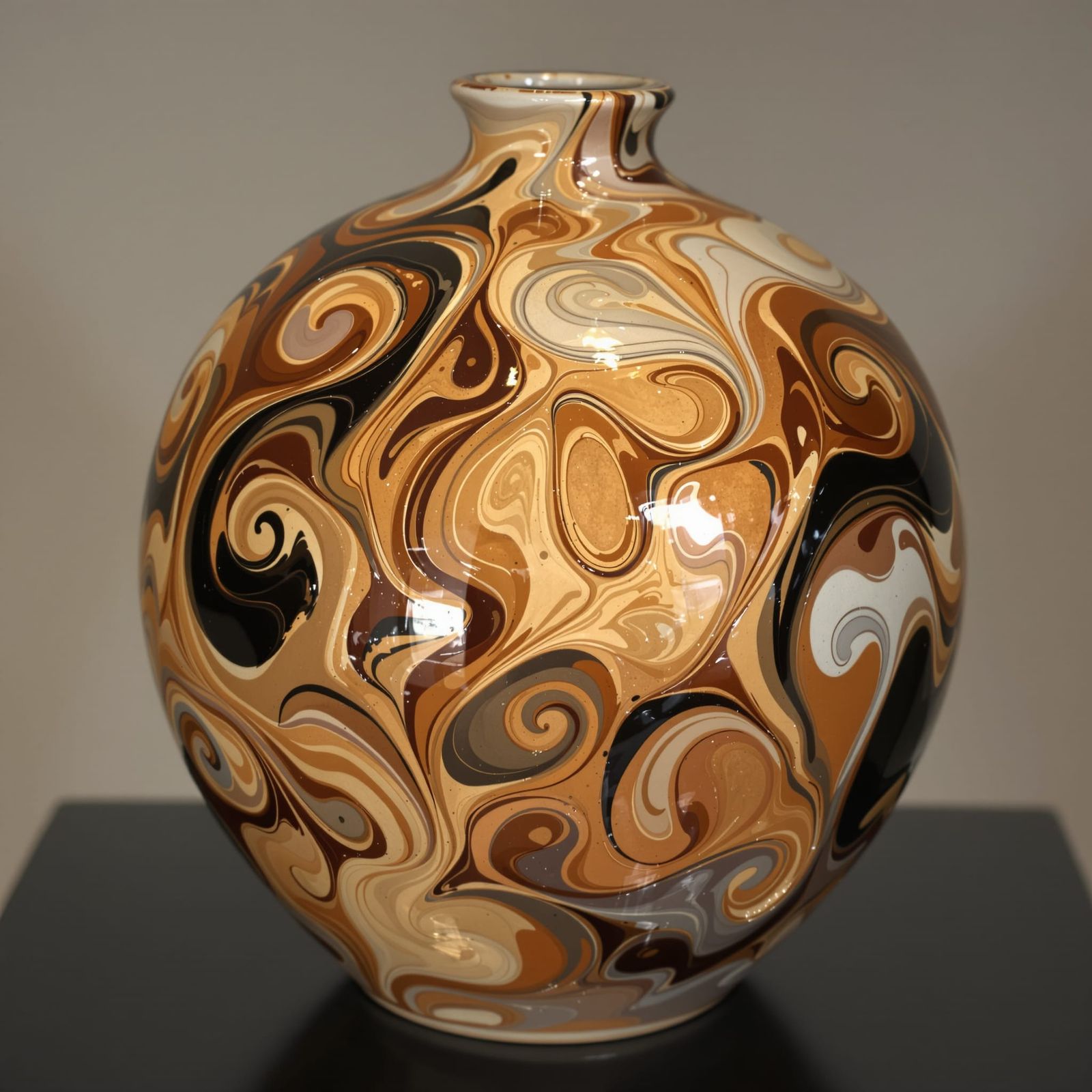 The artwork is a hand-crafted ceramic vessel whose surface i...