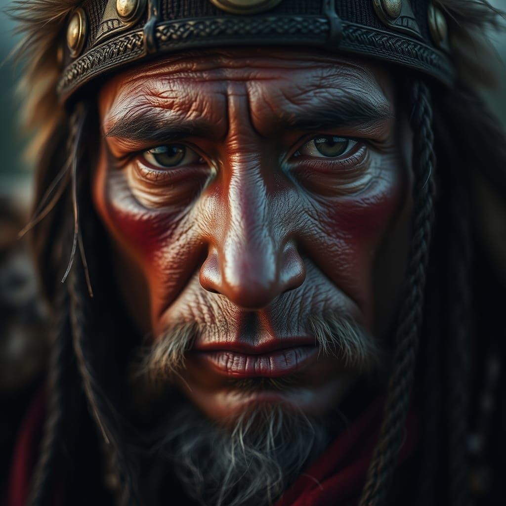 Iroquois Warrior Portrait Ready for Vengeance