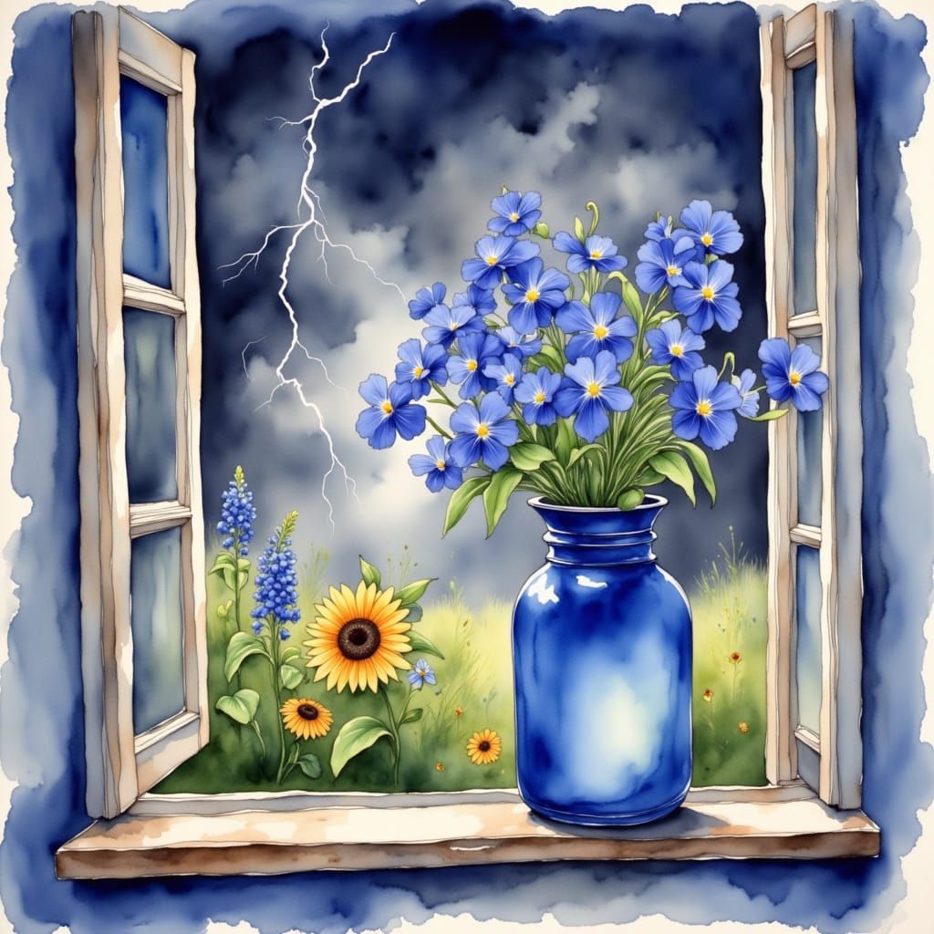 Vintage Storybook Stormy Morning