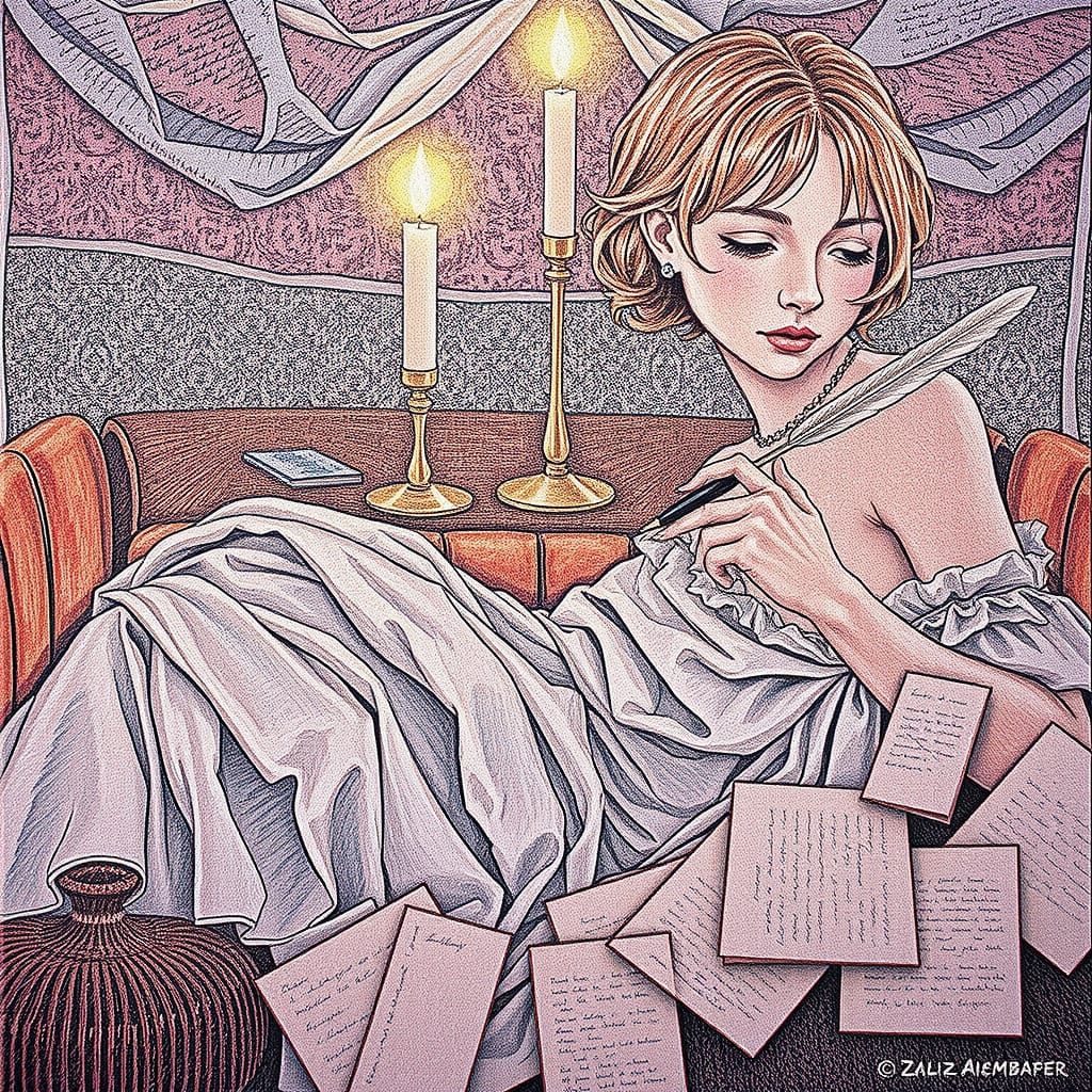 Ethereal Portrait of a Young Woman in Candlelit Longing