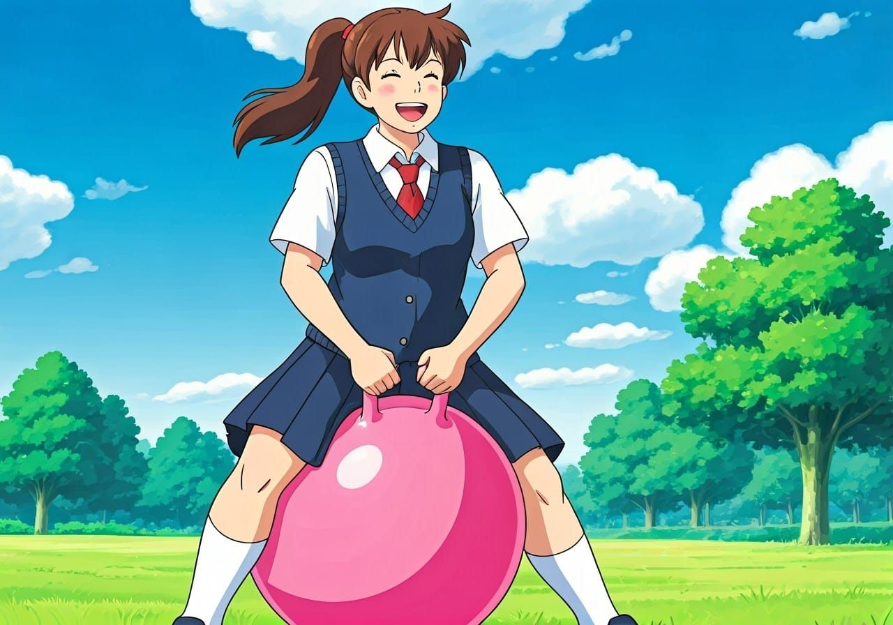 Whimsical School Girl in Vibrant Colors