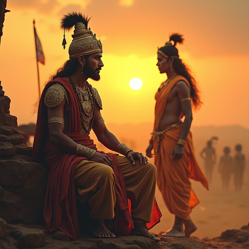 Arjuna and Krishna on Kurukshetra Battlefield
