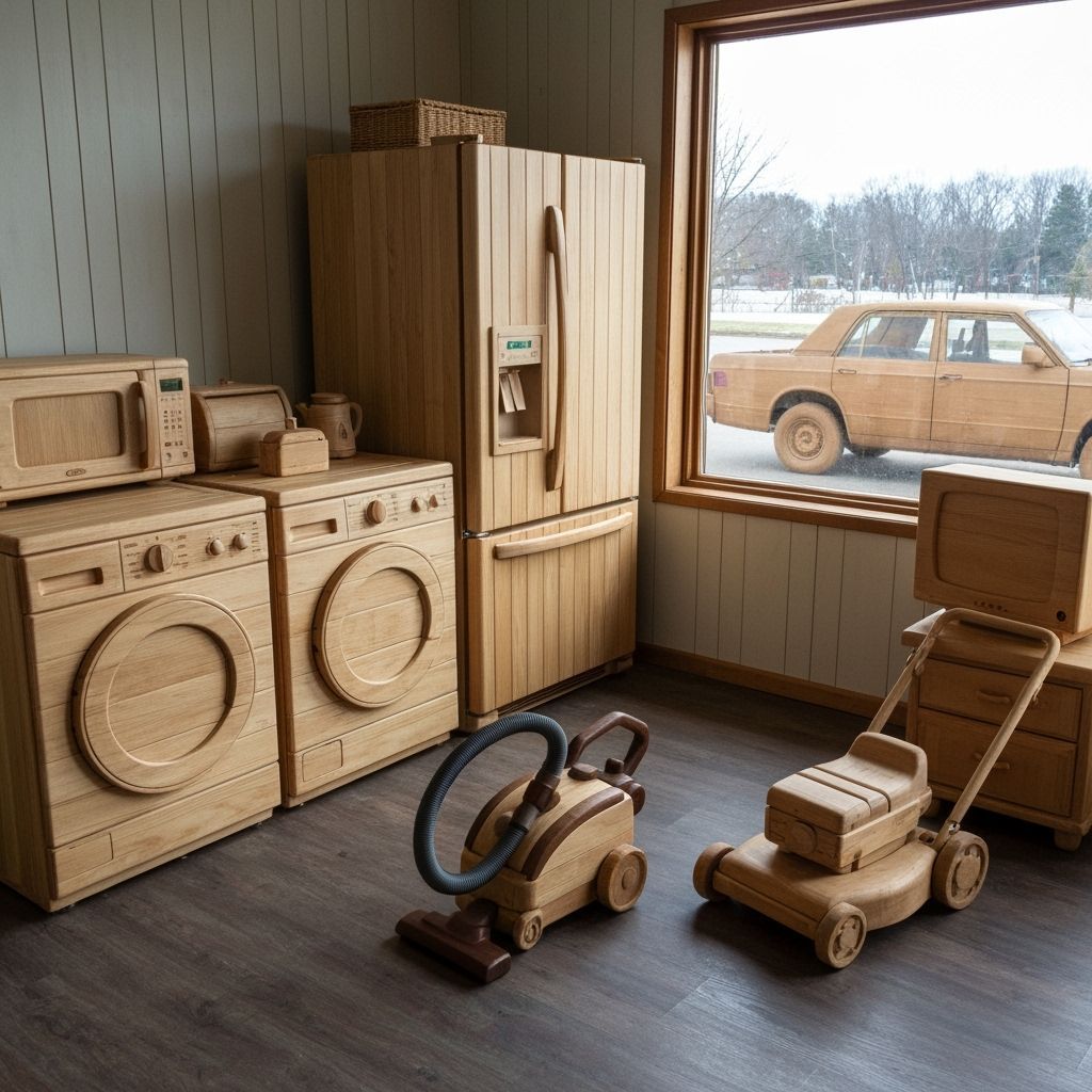 Wooden Home Appliances: A Unique Household Scene