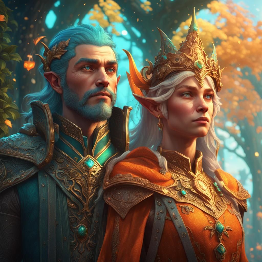 Elf Lord and Queen in Enchanted Forest City