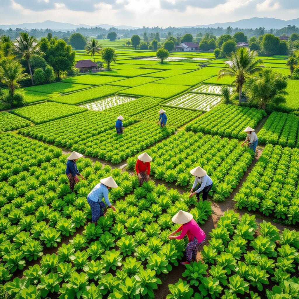 Vibrant Green Gardens of Tra Que Village