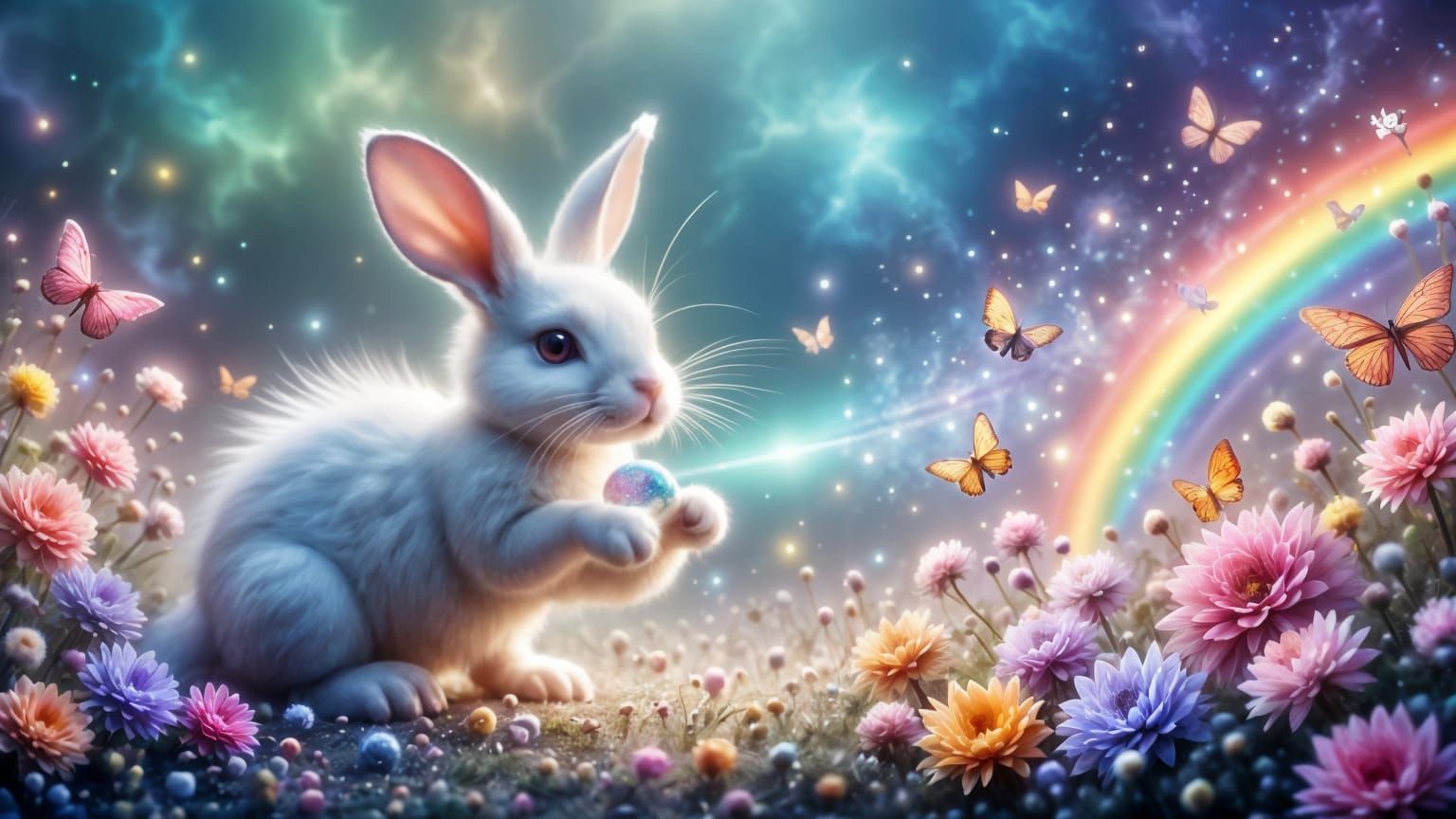 Rainbow Prism Bunny in Ethereal Fantasy Style