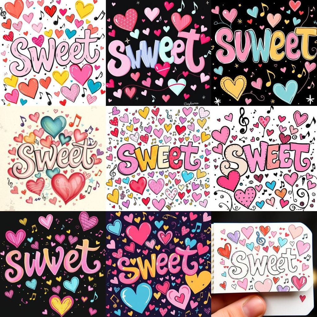 Hand-Drawn Heartfelt Typography in Whimsical, Colorful Style