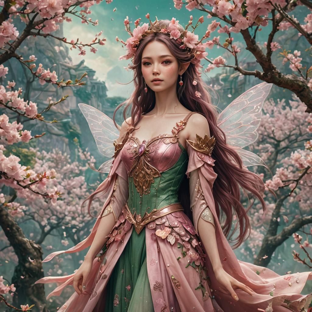 Fairy Queen in Cherry Blossom Garden
