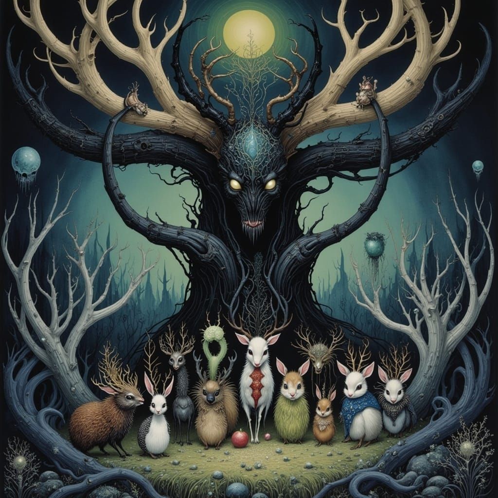 Enchanted Forest Gathering in Mystical Moonlight