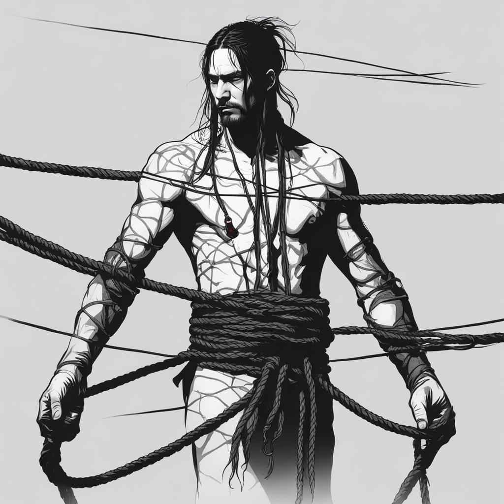 Shibari Man with Long Hair