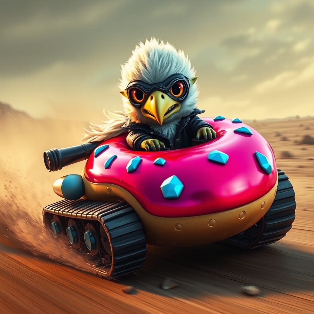 Chibi Bald Eagle Alien Races Donut Tank in Wasteland