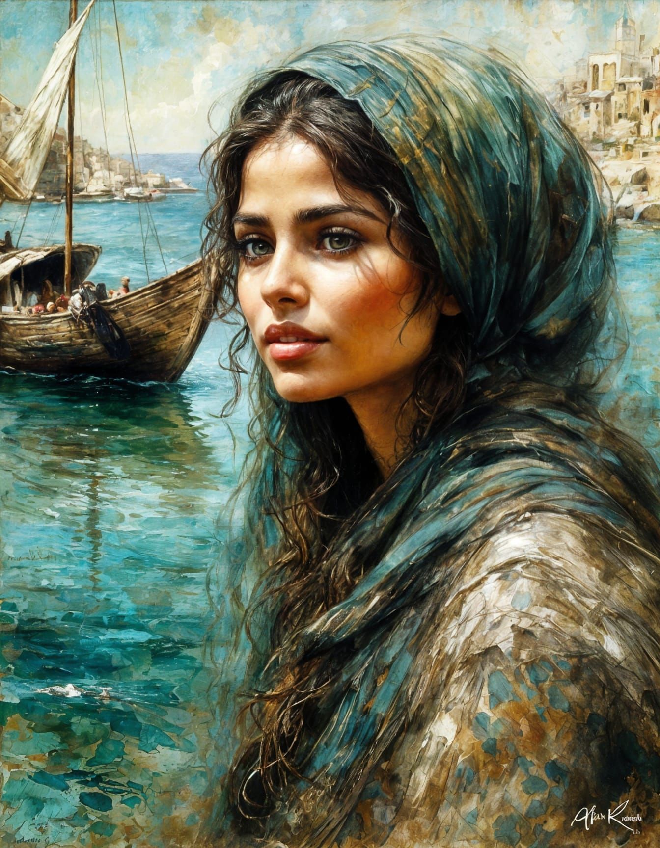 زينة البحر (Zeina al-Bahr) | 🇵🇸Impressionism portrait (Old...