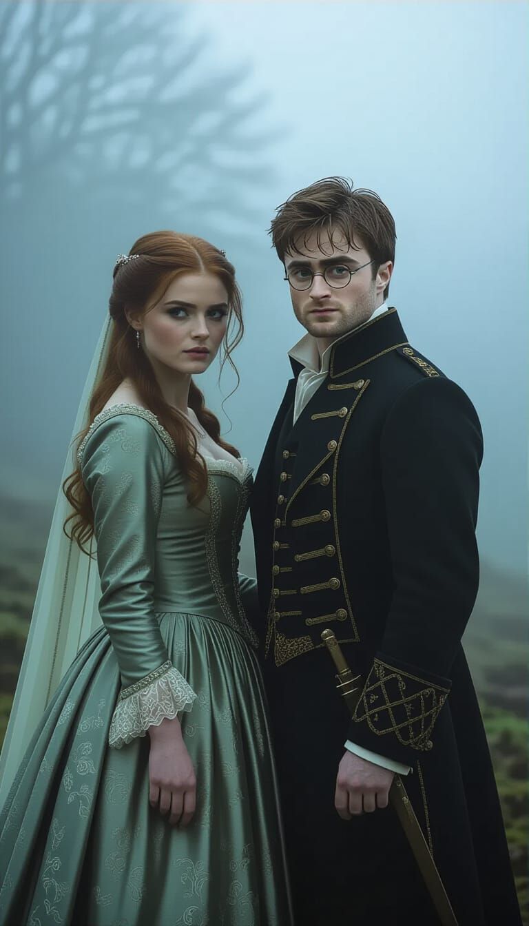 Dramatic Regency Scene in Misty Ambiance