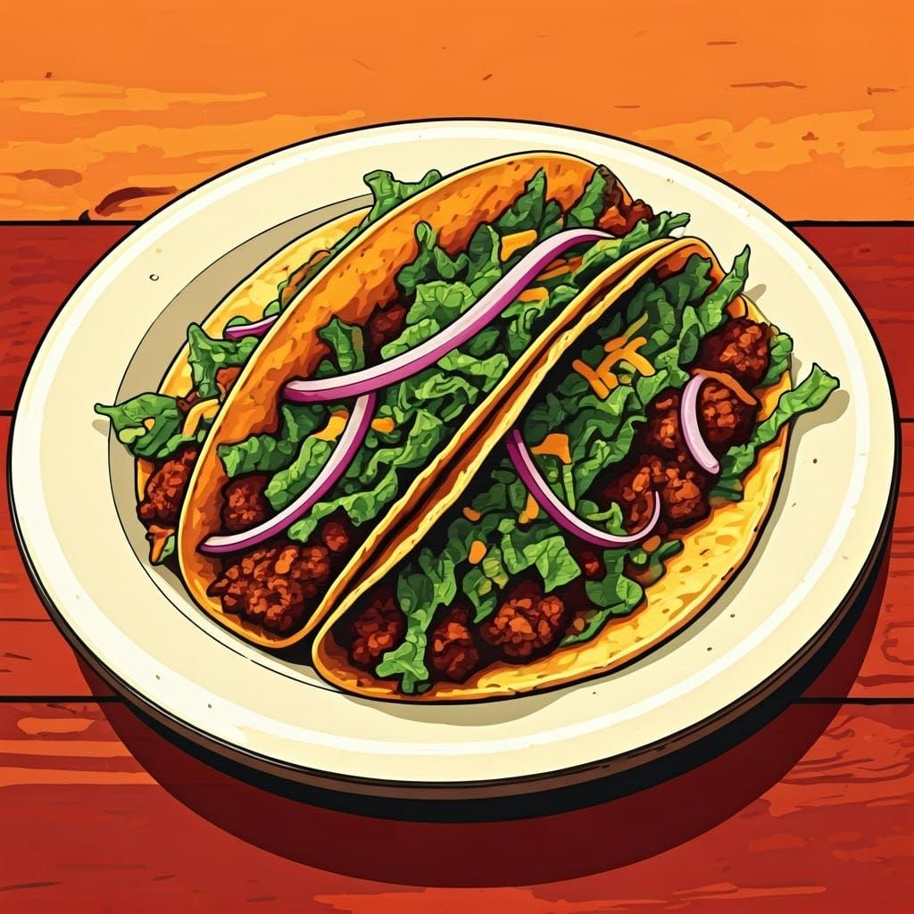 Vibrant Tacos on Wooden Table