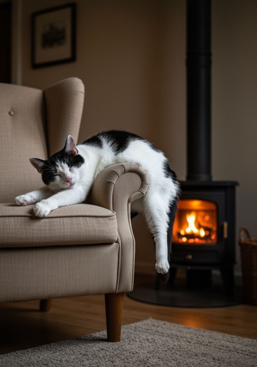 Photorealistic Cat Napping in Cozy Armchair
