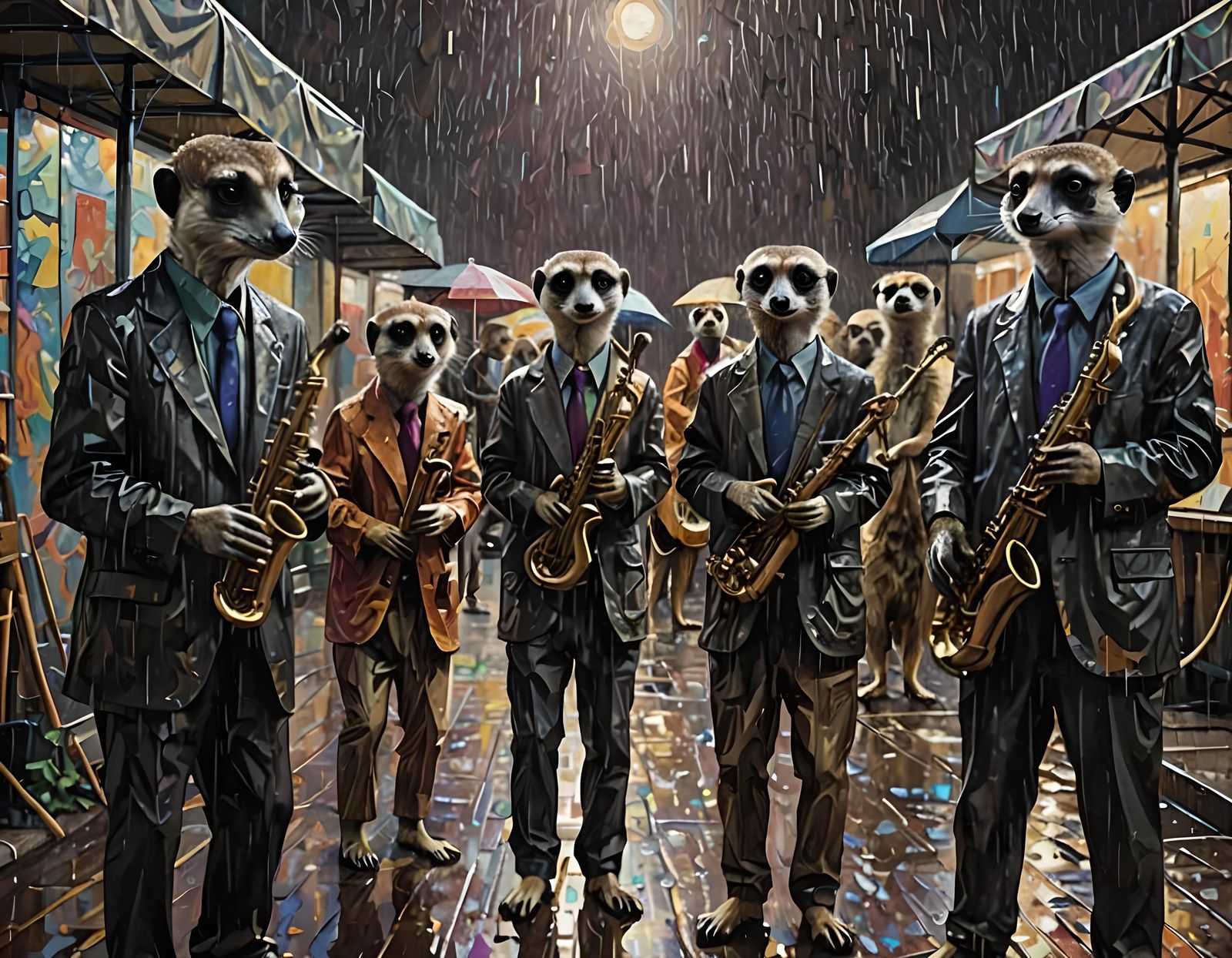 Meerkats Play Jazz in the Rain: 3D Zentangle