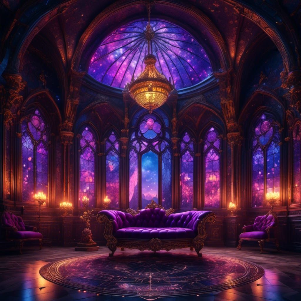 Regal Monarch in Moonlit Courtroom: Digital Fantasy Art