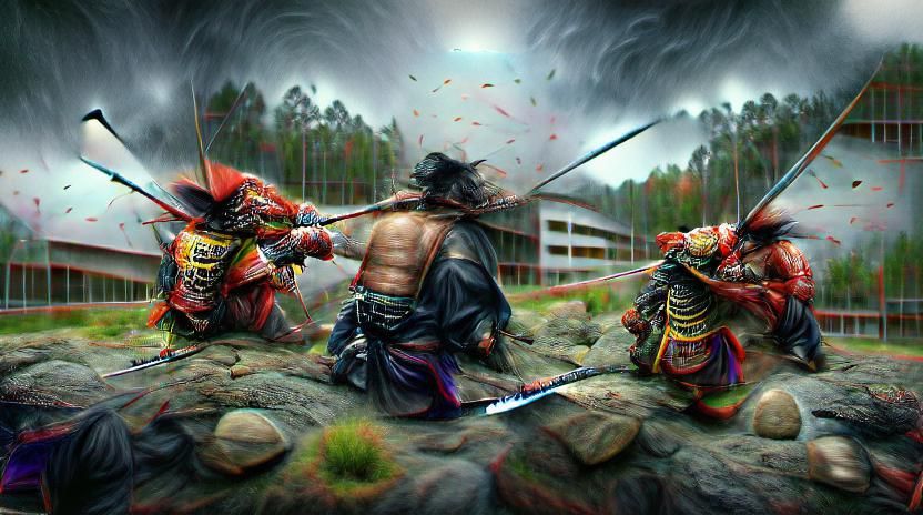 Samurai Clash: Hyperrealistic Digital Illustration