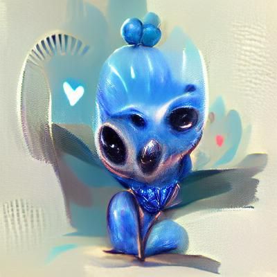Adorable Blue Alien Portrait