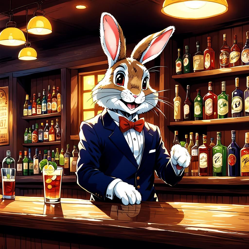 Br'er Rabbit at the Bar in Anime Style