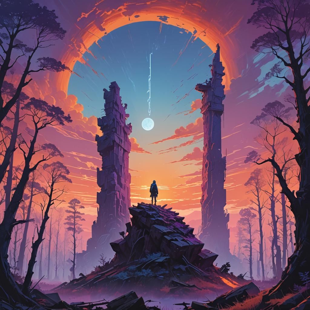 Mystical Ruins and Magical Energy at Sunset