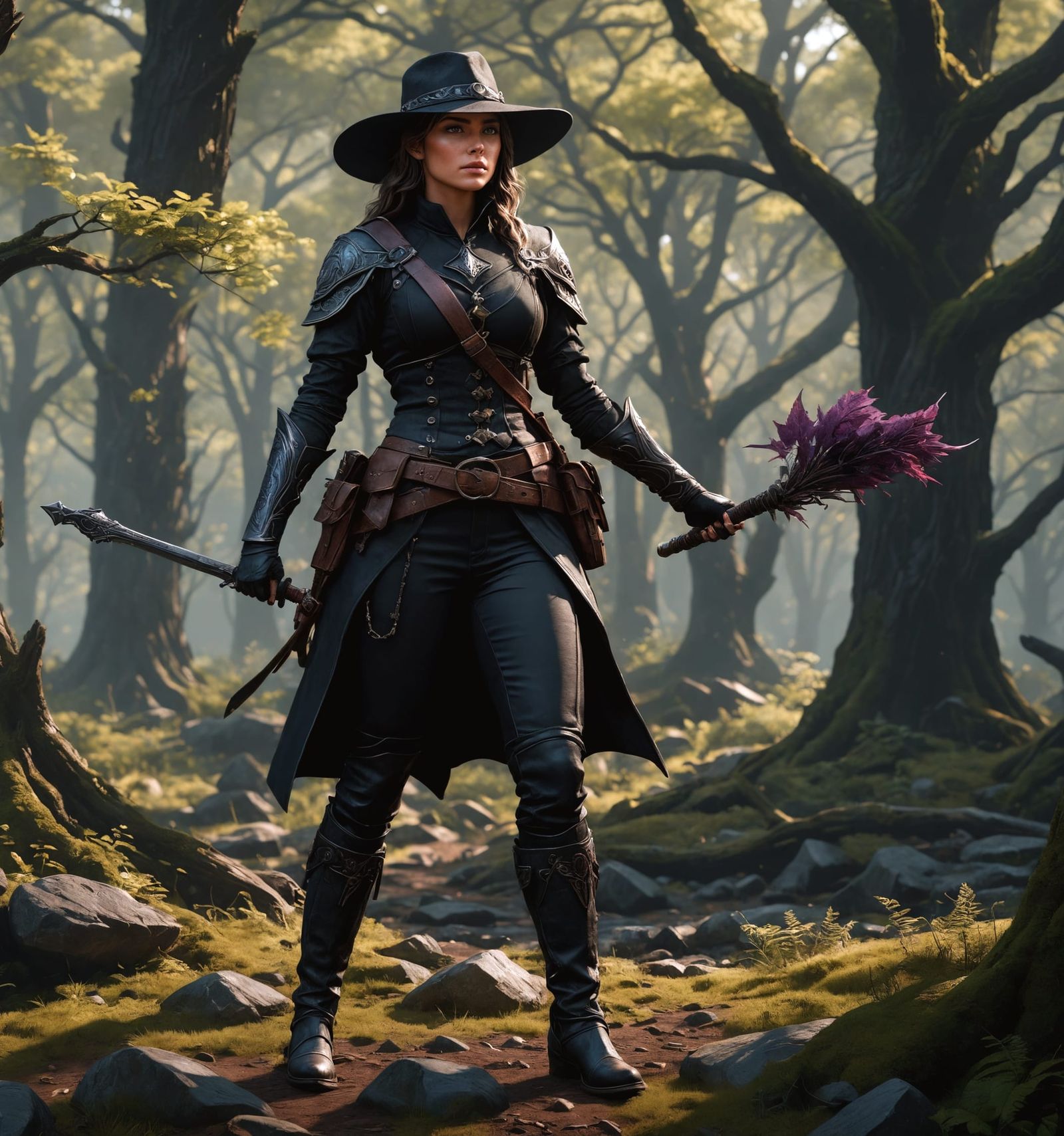 Fantasy Female Ranger in Detailed Matte Painting