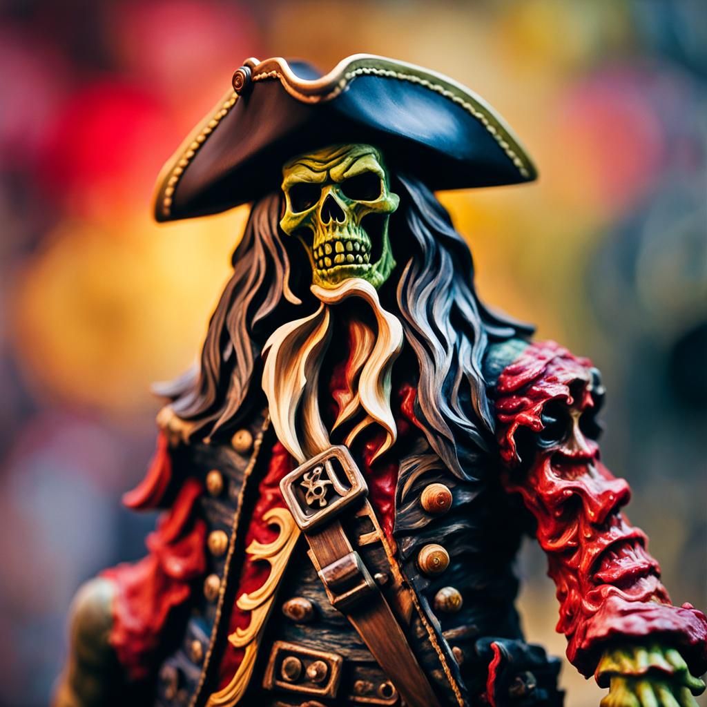 Zombie Pirate Action Figure in Gouache Style