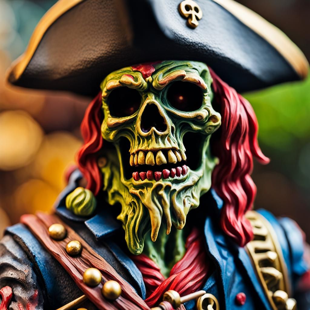 Zombie Pirate Action Figure in Gouache Style
