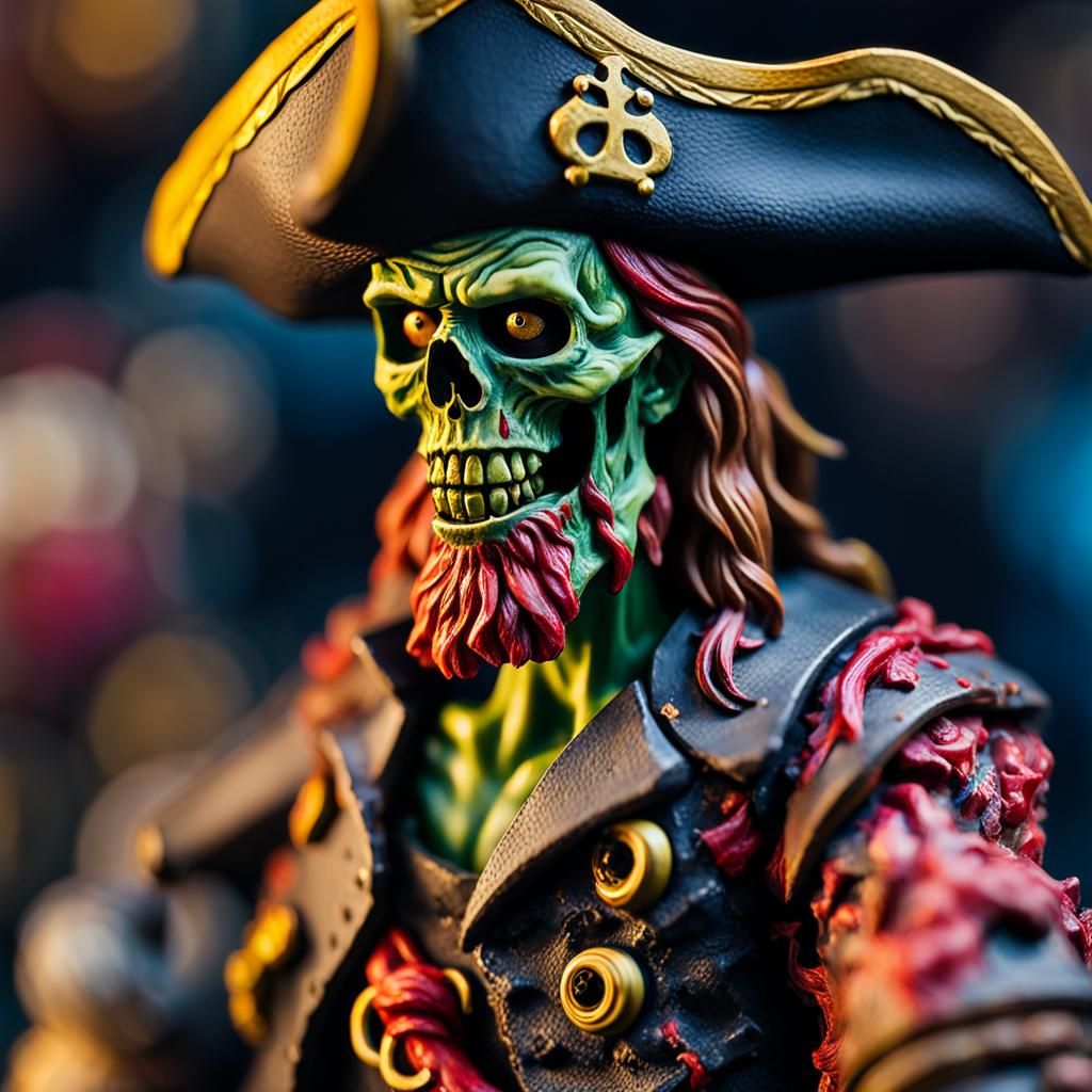 Zombie Pirate Action Figure in Gouache Style