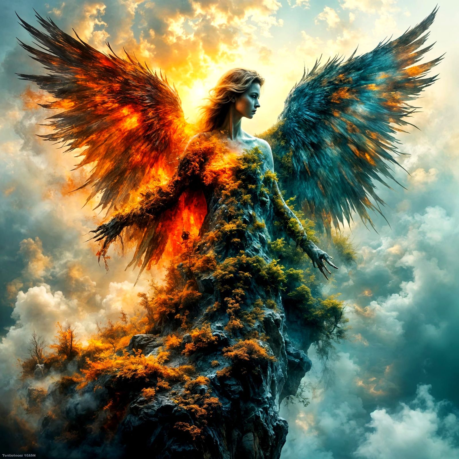 Surreal Angel in Harmony of Light and Shadow