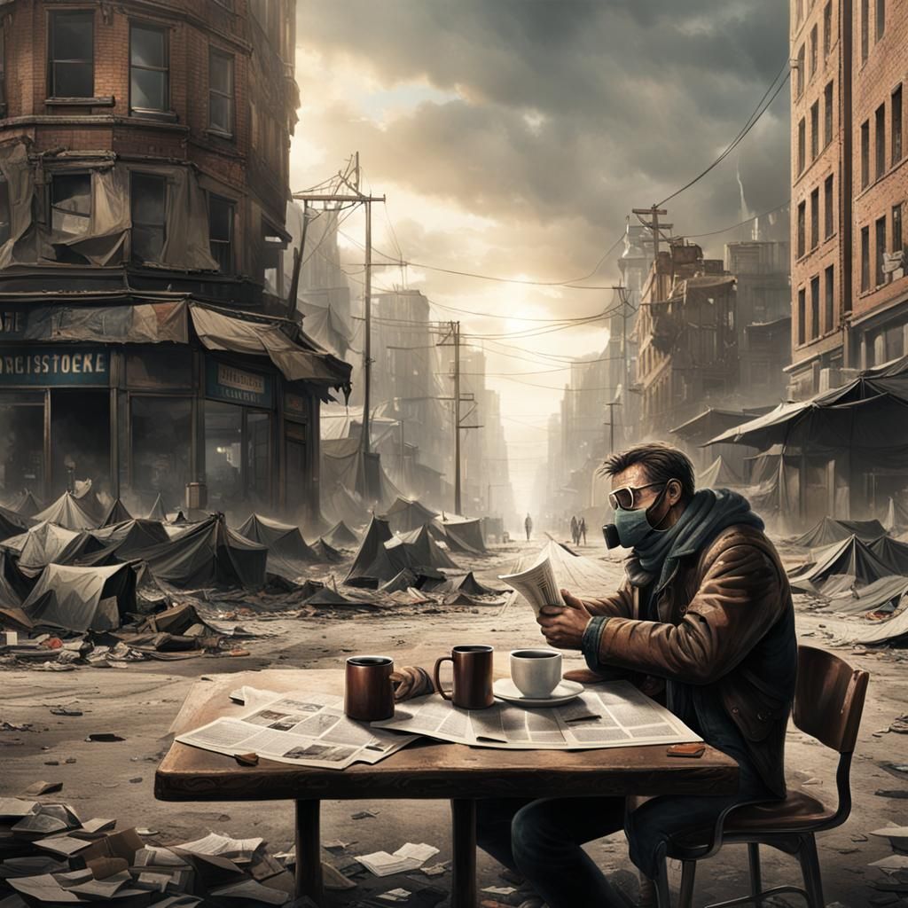 Post-Apocalyptic Coffee Break: Dystopian Cityscape