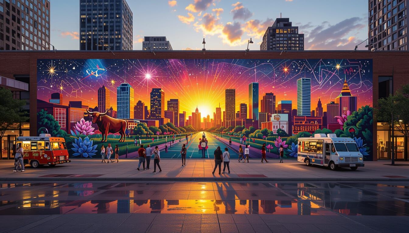 A stunning panoramic banner showcases a vibrant mural in Hou...