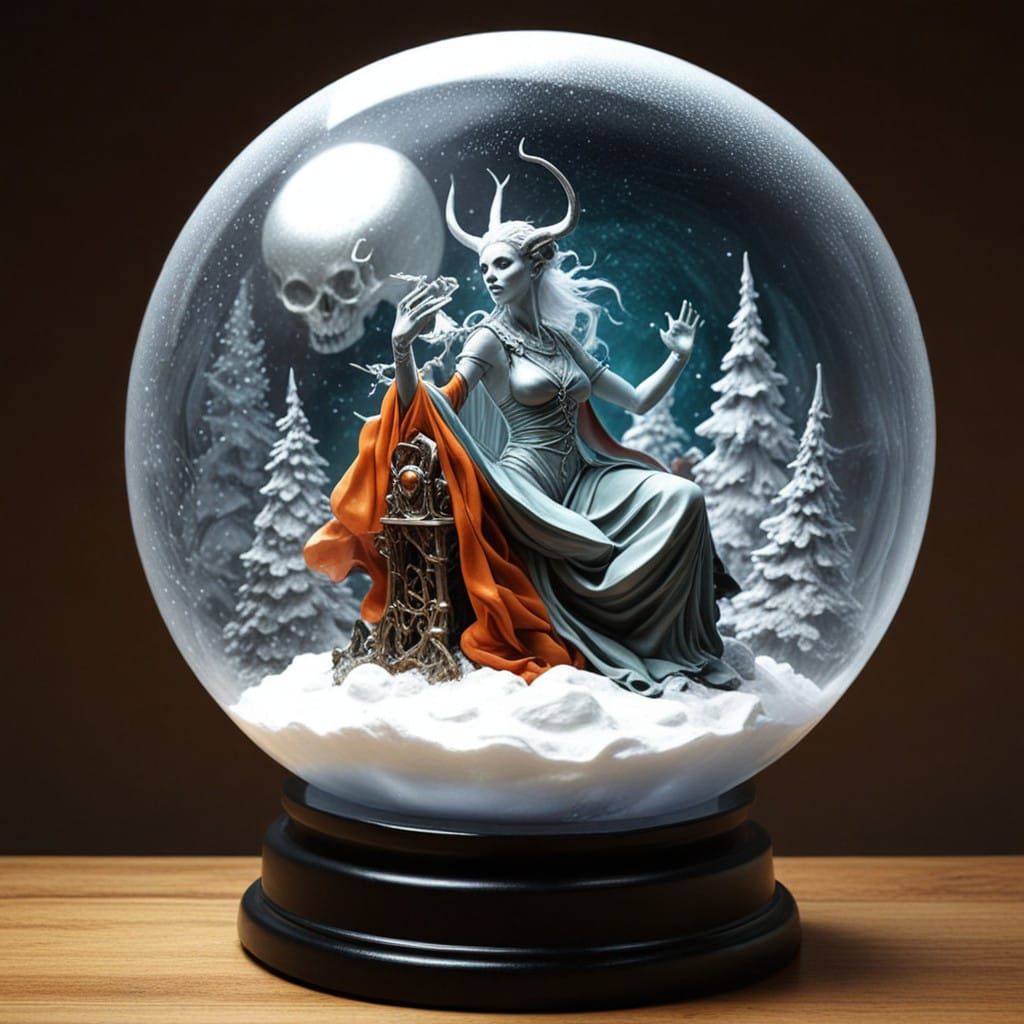 Surreal Goddess Embodies Celestial Power in Enchanted Globe