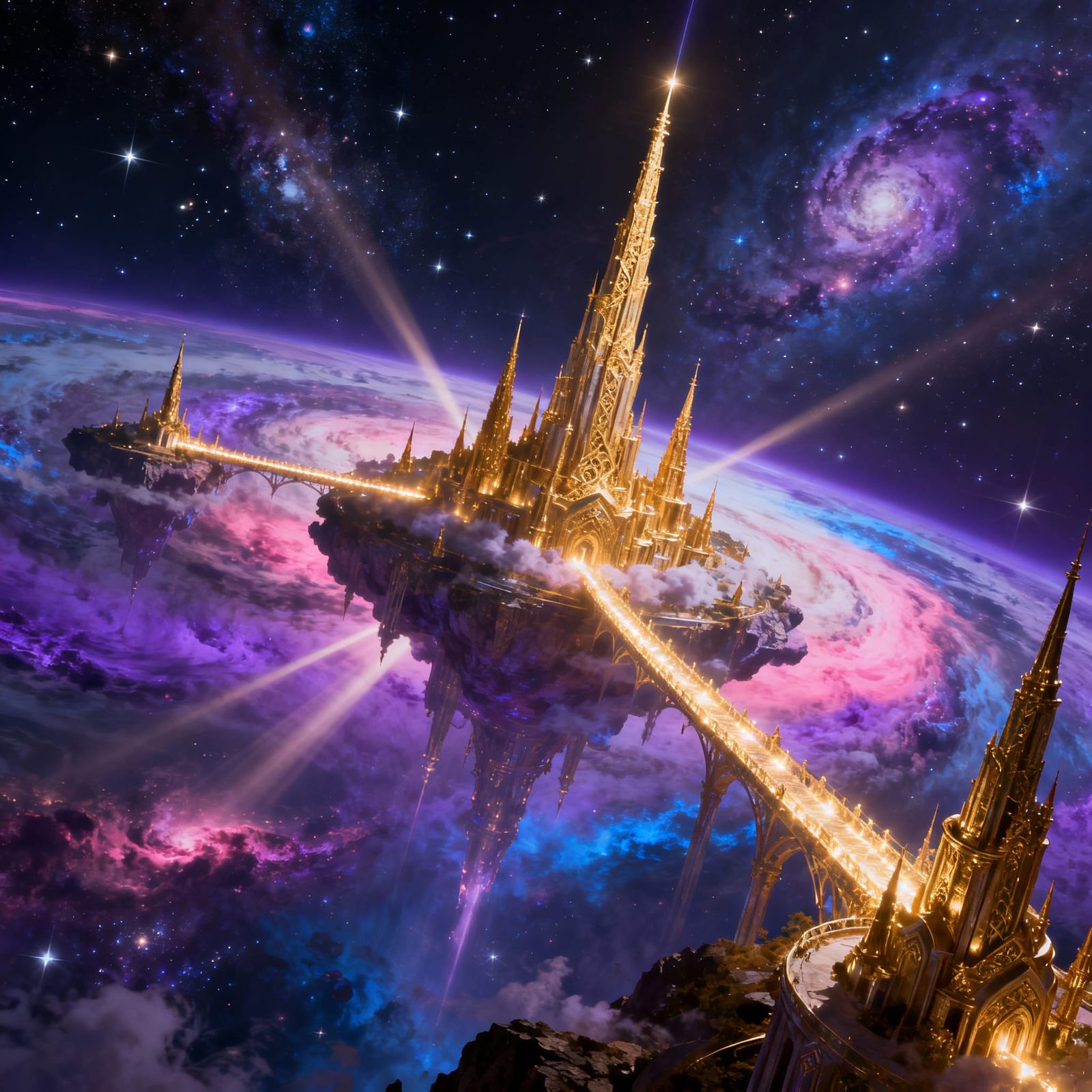 Celestial City Among Nebulae and Stars