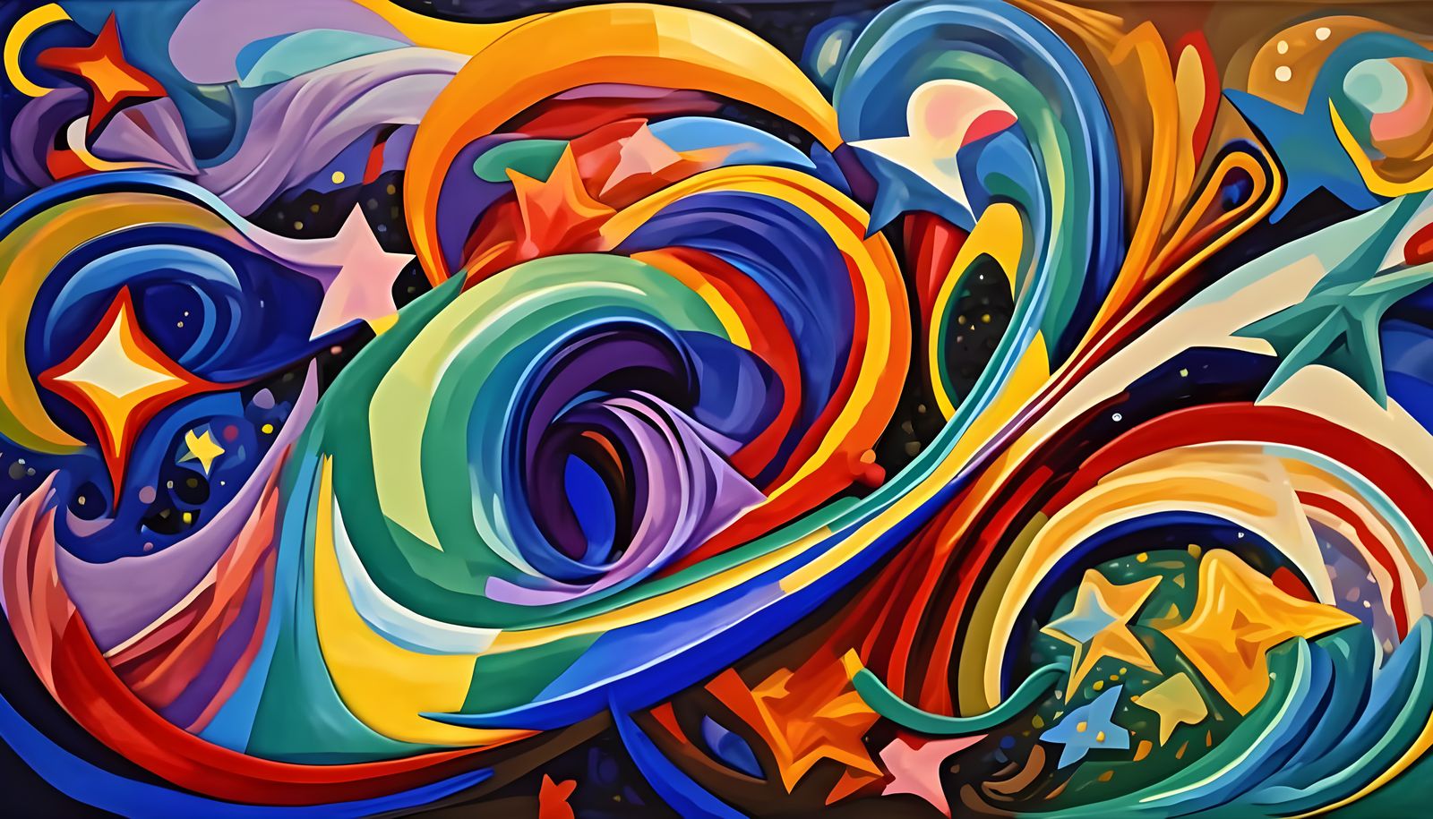 Cosmic Star Maelstrom in Impasto Oil Paint