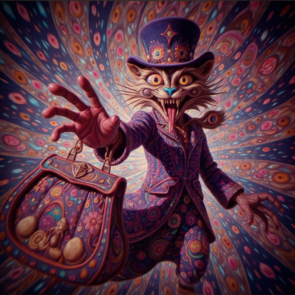 Surreal Paisley Bag Creature in Vintage Lomography Photo