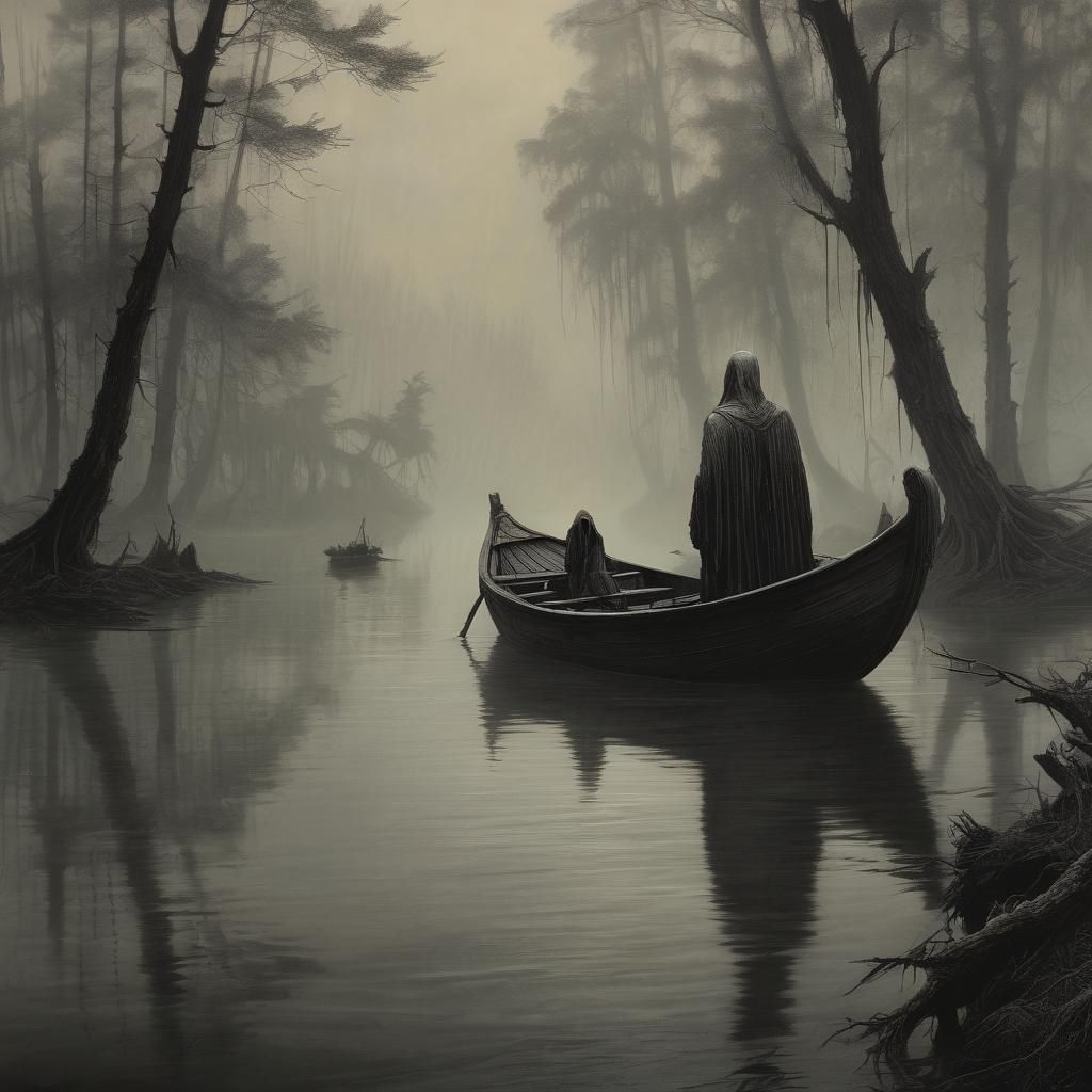 Charon's Ferry: A Dark Romantic Vision