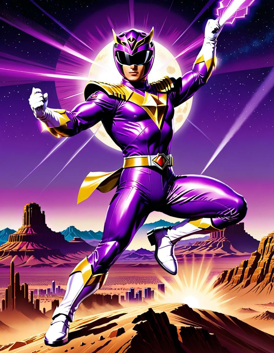 Purple Power Ranger Comic Book Illustration