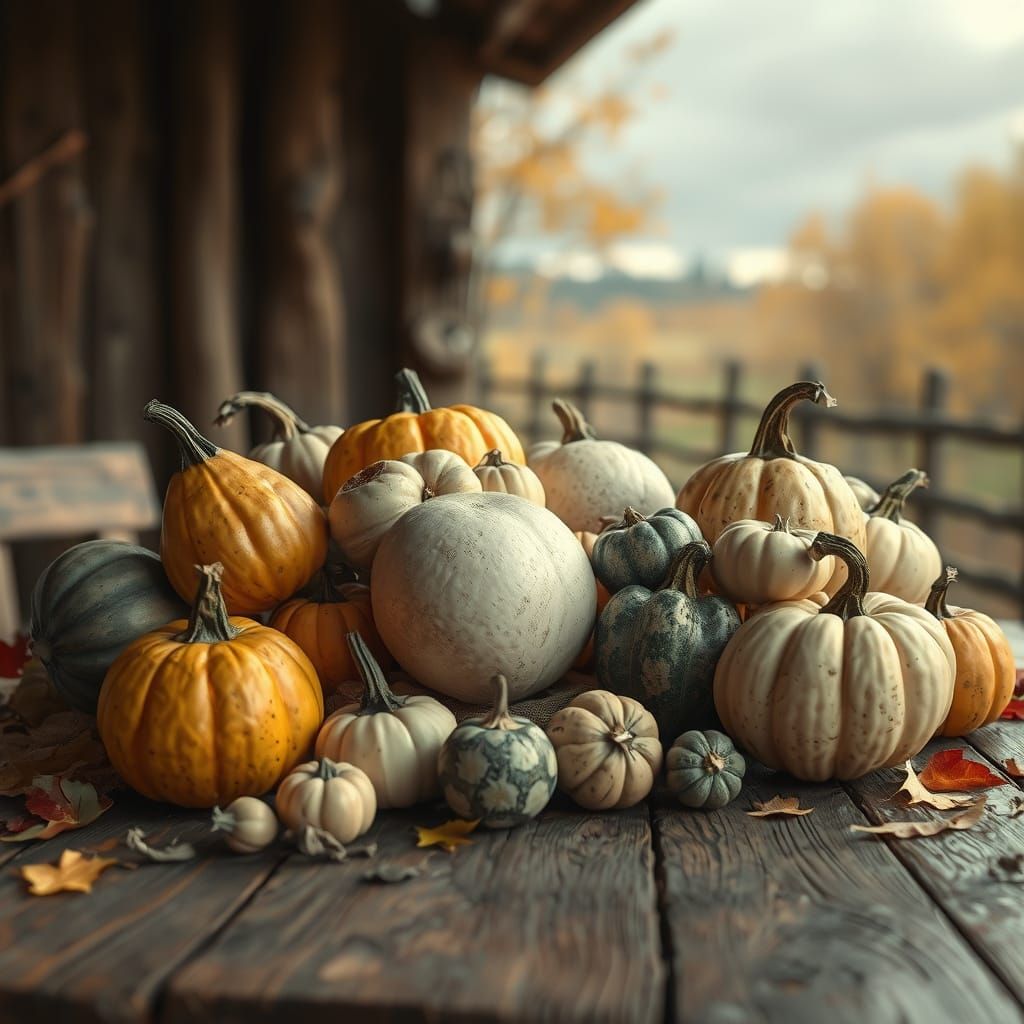 Autumn Harvest Still Life in Pastel Style