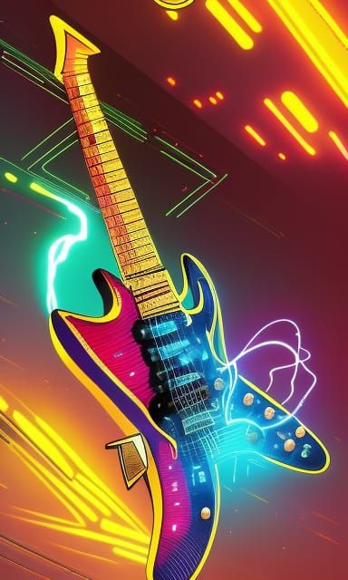 Electrifying Electric Guitar in Hyperdetailed Art Style