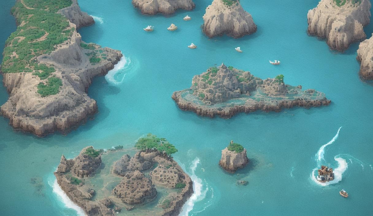 Calm Ocean in Pixel Art Style